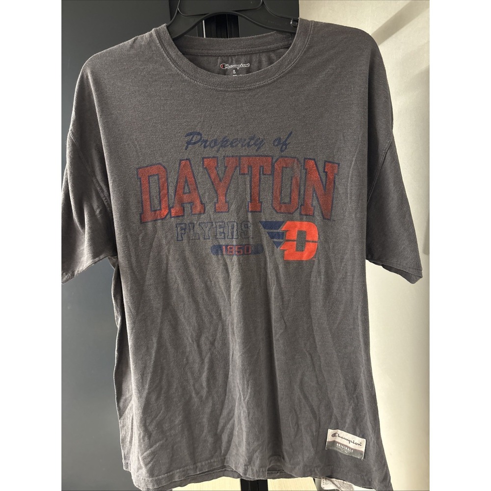 Champion Dayton Flyers T-Shirt Men's Large Gray NCAA College Tee Property 1850
